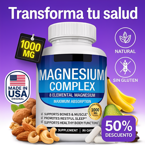Magnesio Complex™ – 8 en 1 para tu salud y energía diaria. 90uds