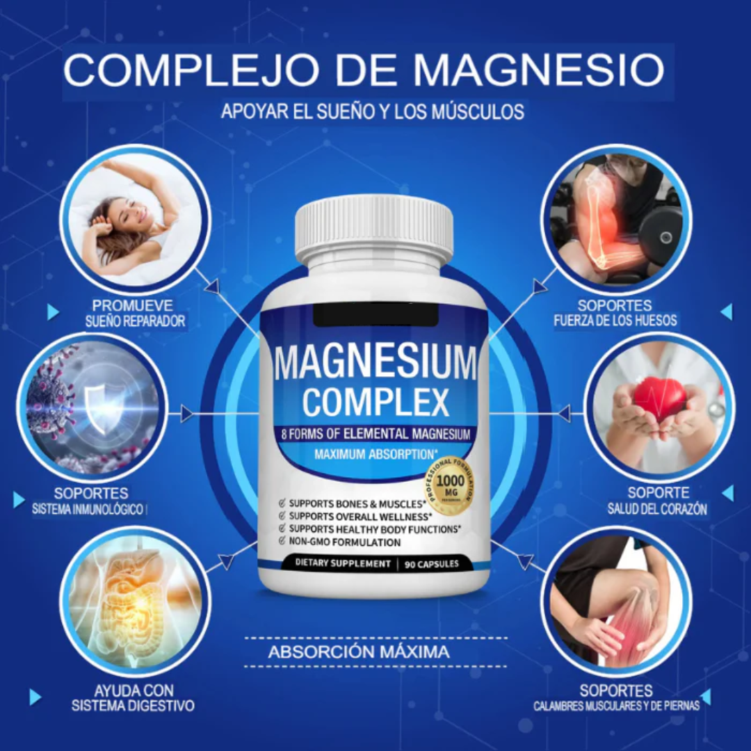 Magnesio Complex™ – 8 en 1 para tu salud y energía diaria. 90uds