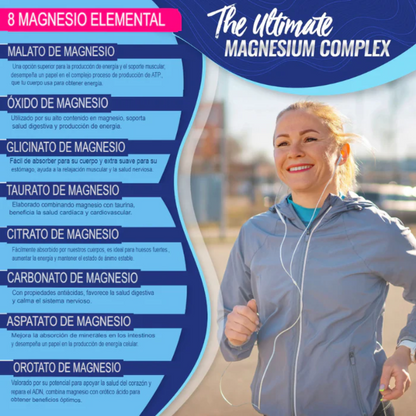 Magnesio Complex™ – 8 en 1 para tu salud y energía diaria. 90uds