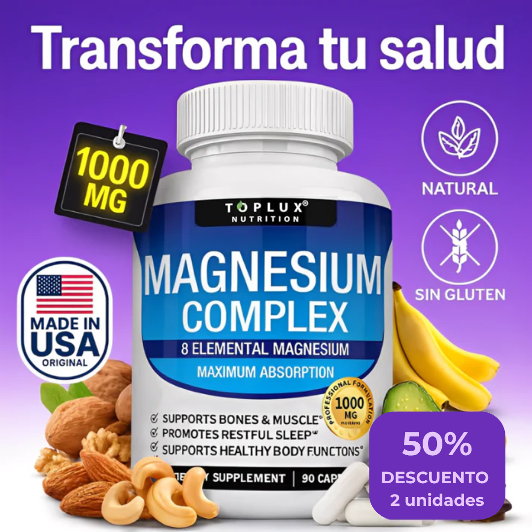 Magnesio Complex™ – 8 en 1 para tu salud y energía diaria. 90uds